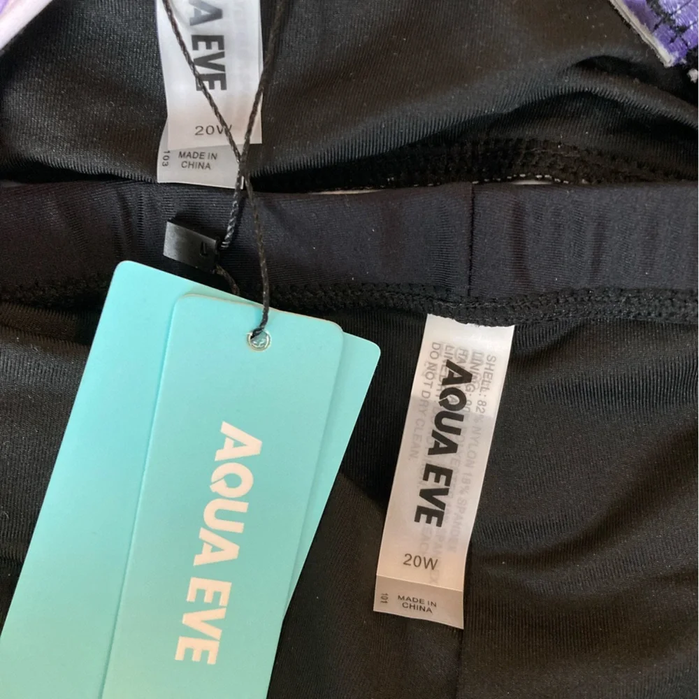 Aqua Eve Women Plus Size Tankini Swimsuit Two Piece Flowy Swimdress Swim Shorts - Picture 5 of 6